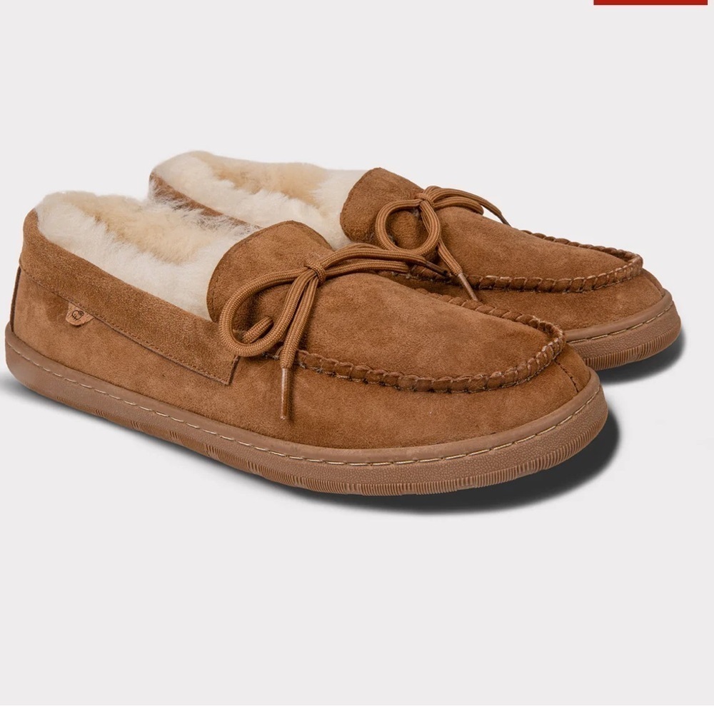 Lamo DOUBLEFACE SHEEPSKIN MOCCASIN slipper tan brown fleece lined  11